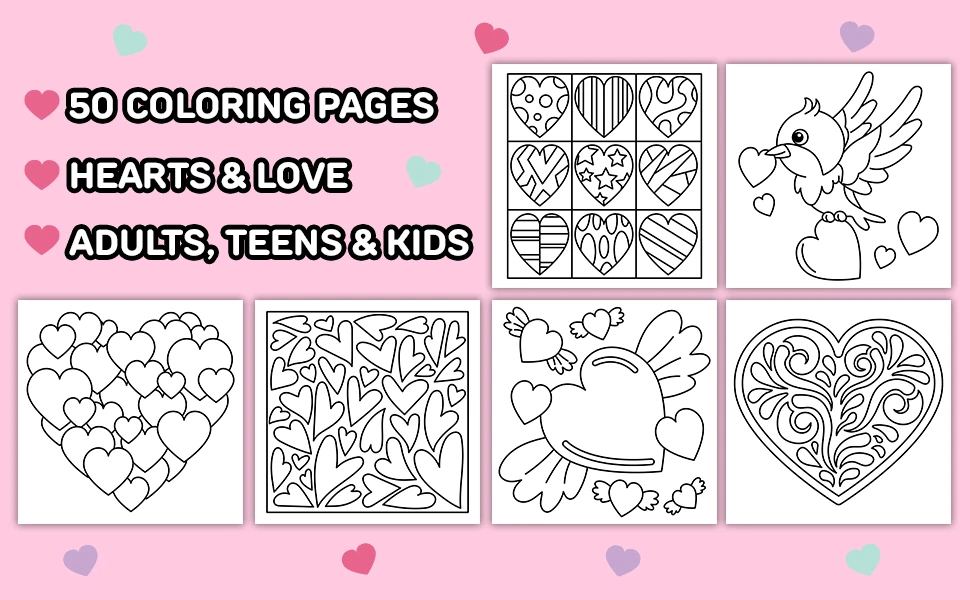 Hearts & Love Bold & Easy Coloring Book