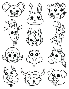 12 Chinese Zodiac Animals Cute 🐉🐇🐍🐅🐀🐎🐏🐒🐓🐕🐖🐑