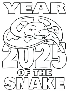 2025 Year of the Snake - Snake Sleeping on top of Numbers 🐍🎆🎉🐲
