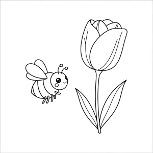 Adorable Bee Flying Towards Tulip Flower ππ·πΌ