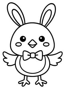 Adorable Chick with Easter Bunny Ears Wearing a Bow Tie 🐥🐰🎀