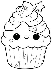 Adorable Cupcake with a Sweet Face and a Star Topper 🧁🌟😊