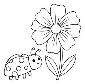 Adorable Ladybug with Flower in a Springtime Scene 🐞🌼🌸