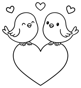 Adorable Love Birds Sitting on a Heart 💖🐦💕