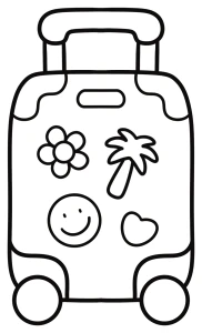 Adorable Travel Suitcase with Friendly Stickers 🧳🌴🌺