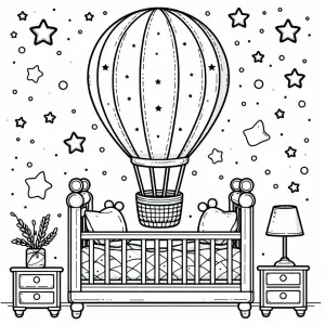 A Hot Air Balloon Near a Bed 🎈🛏️