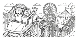 Thrilling Roller Coaster Ride with Friends at the Amusement Park 🎢🎡🎈