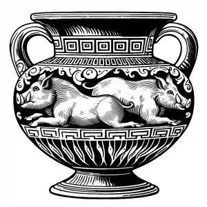 Ancient Greek Volute-Krater Depicting Two Boars 🏺 🏺