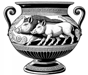 Ancient Greek Volute-Krater Depicting Two Boars 🏺 🏺