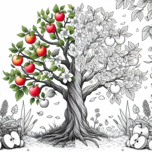 Apple 🍎 Tree in 3 Seasons Combined Spring Summer Fall 🌳🍎🌸🌞🍂