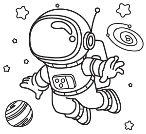 Astronaut Floating in Space with Stars and Planets 🚀🌌🪐