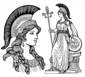 Athena Greek Goddess with Lance and Aegis Round Shield ✨🛡️