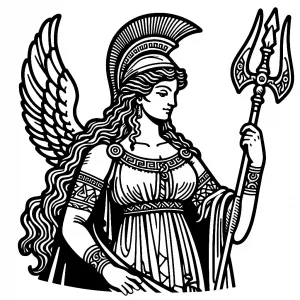 Athena Greek Goddess with Wings Holding Lance 🌟🦉