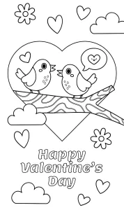 Birds Couple in Love on Tree Branch - Happy Valentine
