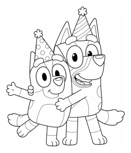 Bluey and Bingo Celebrating with Party Hats πΆππ₯³