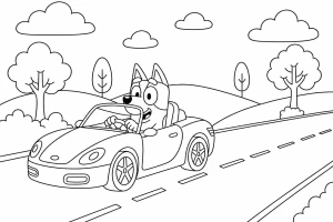 Bluey Driving a Sports Car on a Country Road πππ³