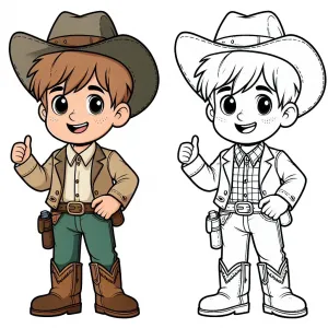 Boy Dressed Up as Cowboy with Hat Showing Thumbs Up 🤠👍🤠