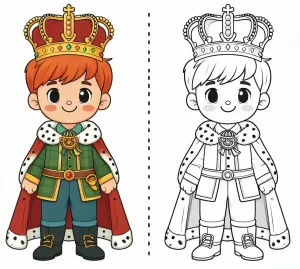 Boy Dressed Up as a King for Carnival with Cape and Crown ππ