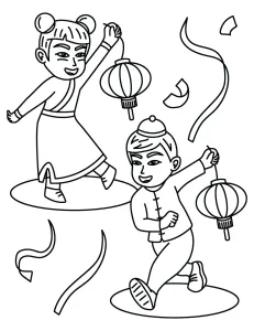 Boy and Girl with Lanterns Celebrating Chinese New Year ๐ฎ๐๐๐๐