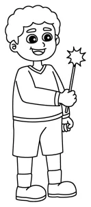 Happy Boy Holding Sparklers Fireworks Stick 👦🏽🎇✨