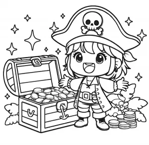 Happy Boy Pirate with Gold Treasure 💰✨