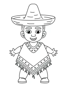 Boy Wearing Mexican Hat and Poncho 🎉🎶