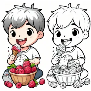 Boy Eating Raspberry Icecream 🍦👦🍇