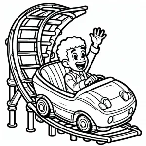 Boy in Rollercoaster Car Waving 👦🎢👋