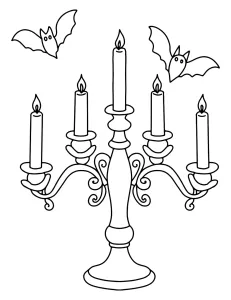 Candelabrum with Candles with Flames and Bats Flying Halloween 🕯️🦇