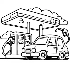 Car at Gas Station Filling Petrol 🚗⛽