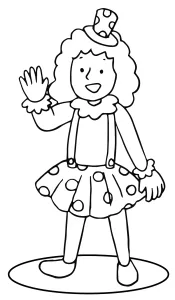 Carnival Character Girl in Clown Costume Waving Wearing Tiny Hat 🤡🎪🎠