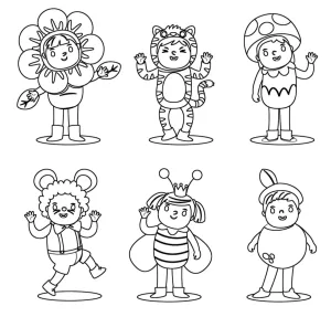 Carnival Kids in Costumes: Flower, Tiger, Mushroom,Mouse, Bee, Apple ππππππππ―