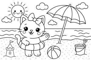 Cute Cat at the Beach 🐱🏖️☀️