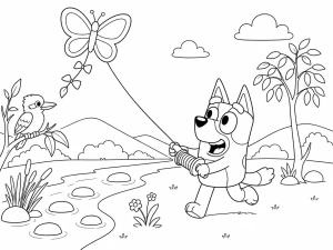 Cheerful Bluey Dog with Butterfly Kite πΆπ¦πͺ