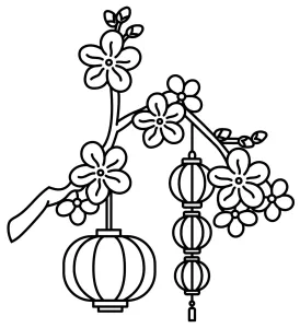 Chinese Lanterns on Cherry Blossom Tree Branch 🏮🌸🌳✨