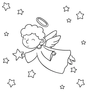 Christmas Angel Flying Amongst the Stars Touching a Star 👼🎄✨⭐