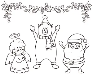 Christmas Characters: Angel Praying, Polar Bear and Santa with Hands Up 🎅👼❄️