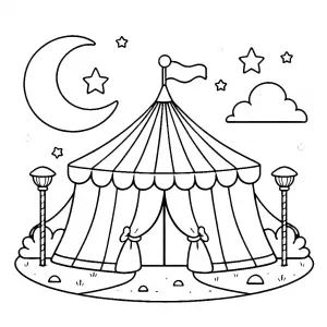 Circus Tent with Moon and Stars Abvoe πͺπβ¨