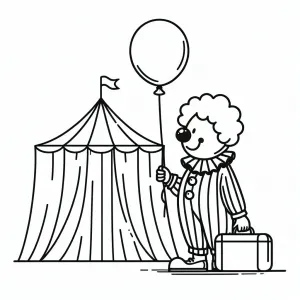 Clown with Balloon and Suitcase at Circus 🎪 Tent 🤡🎈👜