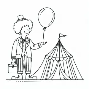 Clown with Balloon and Suitcase at Circus 🎪 Tent 🤡🎈👜
