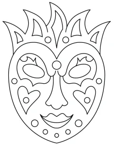 Elegant Carnival Mask with Hearts, Jewels, and Festive Crown for Masquerade and Mardi Gras Fun 🎭✨🎉