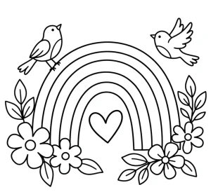 A Beautiful Rainbow with Birds and Flowers 🌈🐦🌸