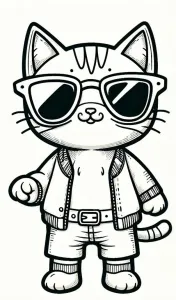 Cool cat with Lightblue Sunglasses, Jacket and Shorts 😎🐱🧥🩳