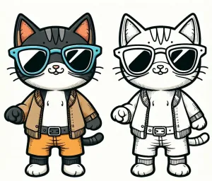 Cool cat with Lightblue Sunglasses, Jacket and Shorts 😎🐱🧥🩳