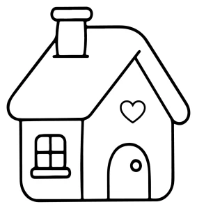 A charming house with a heart on the wall, perfect for coloring and imagination 🏡💖🌟