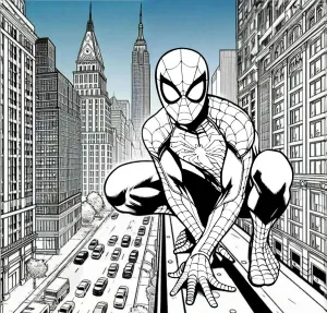 Crouching Spiderman on Edge of Building in New York City 🕷️🌆🕸️