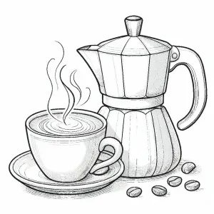 Cup of Coffee with Coffee Pot ☕🍵