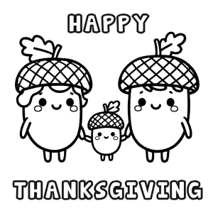 Cute Acorn Family Happy Thanksgiving ๐ฐ๐จโ๐ฉโ๐งโ๐ฆ๐