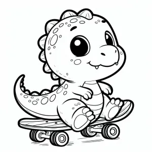 Cute Baby Dino on Skateboard 🦕🛹
