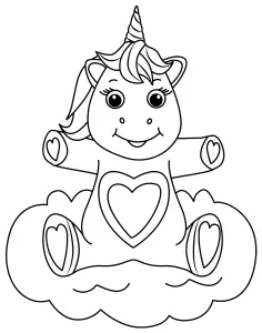 Cute Baby Unicorn with Hearts Sitting Open Arms Ready to Hug ❤️🦄✨